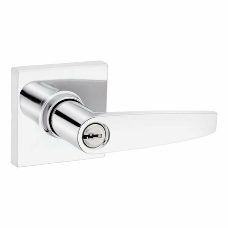 SAFELOCK Winston Lever Square Rose Push Button Entry Lock with RCAL Latch and RCS Strike Bright Chrome SL6000WISQT-26